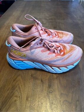 Hoka One One Coral Pink & Blue Women's Running Shoes